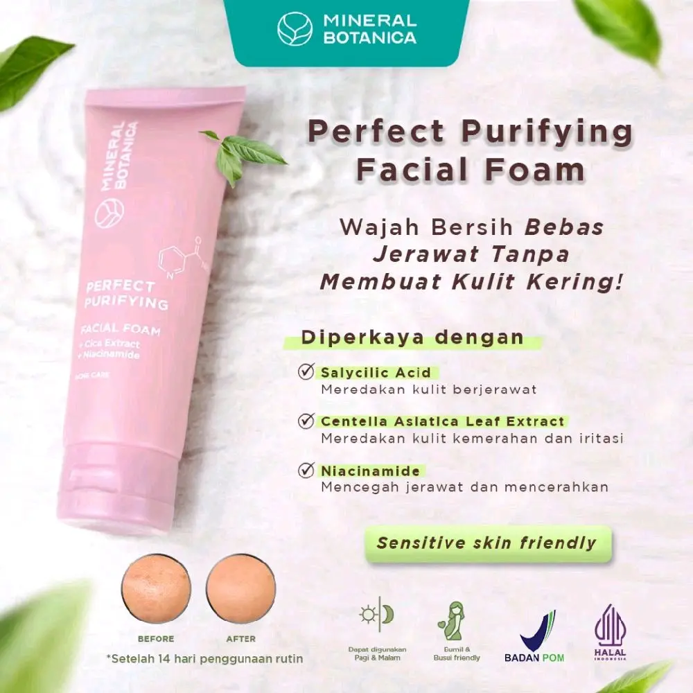 Mineral Botanica Perfect Purifying Face Foam Acne Care 100 gr - Pencuci Wajah Kulit Berjerawat