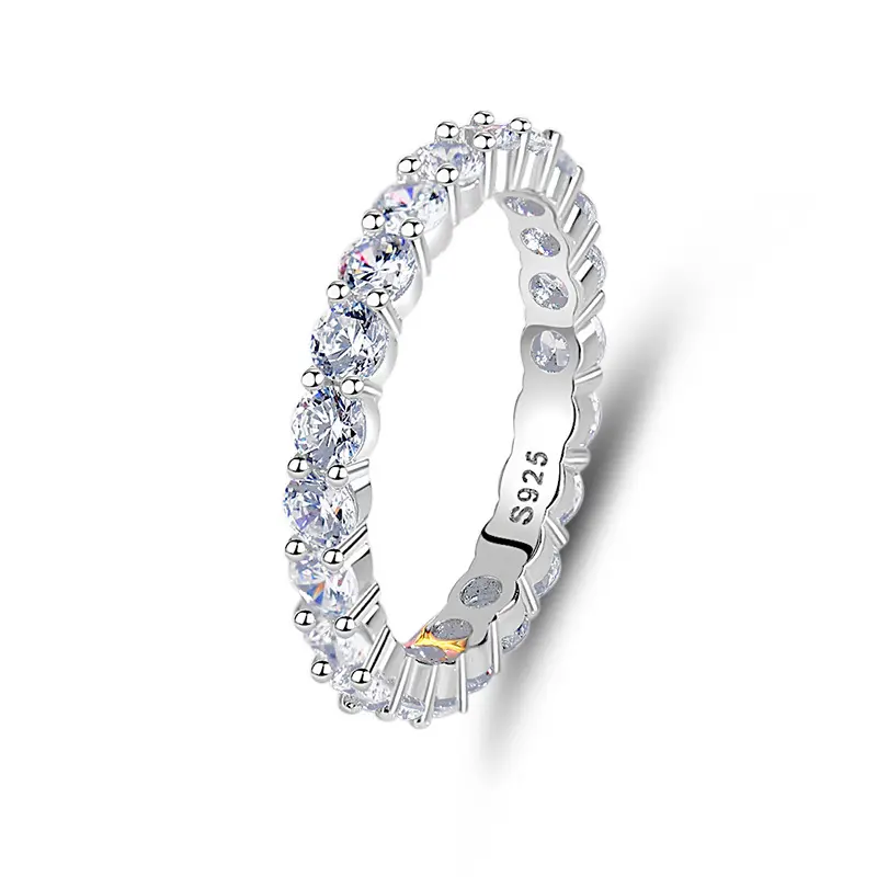 S925 Sterling Silver High-carbon Diamond Ring Female Eternity Wedding Ring Anniversary