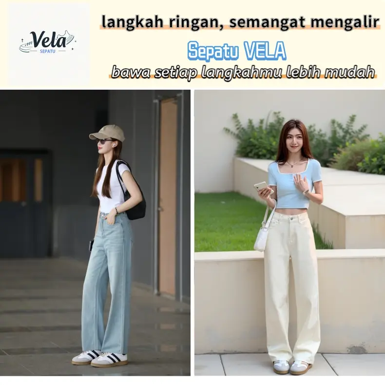 vela Sam-ba Sepatu Sneakers Wanita Sepatu Kerja Wanita Fashion bahan berkualitas tinggi warna hitam Cream-Request penulisan Casual Shoes Kasual Olahraga Cewek 5