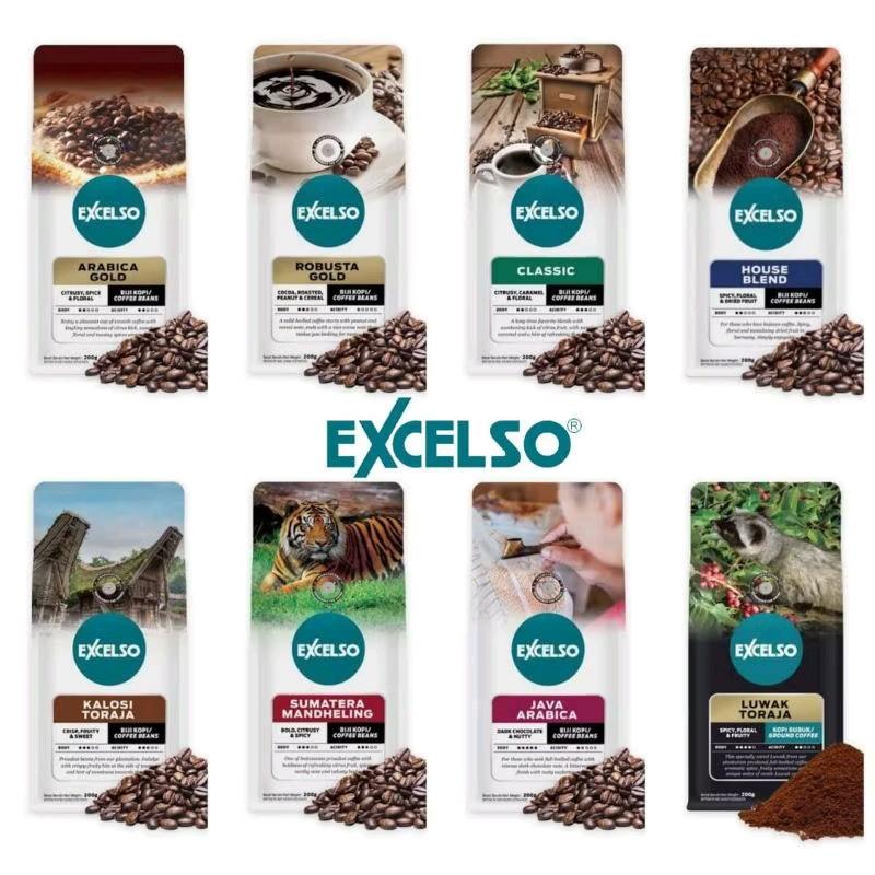 Kopi Excelso kemasan 200gr varian bubuk dan biji 1