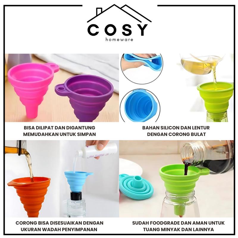 COSY Corong Silikon Lipat Serbaguna Minyak Air Portable Dapur Silicone Mini / Corong Serbaguna Silikon Set Kitchenware