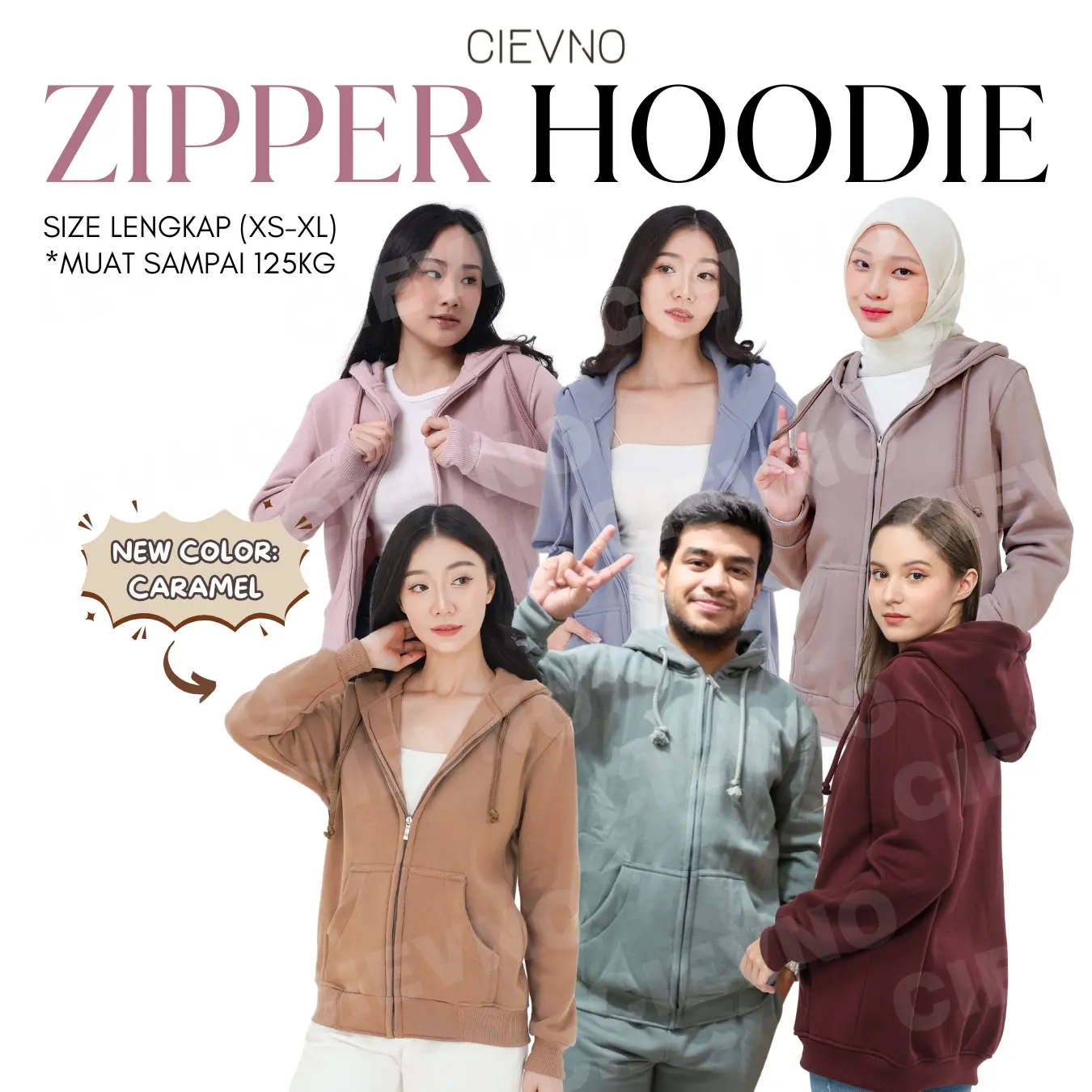 [FREE KEYCHAIN] Cievno - Hoodie Zipper Premium Size XS - XL Internasional Sweater Zipper Casual Oversize Fleece Distro Lokal Tebal Topi
