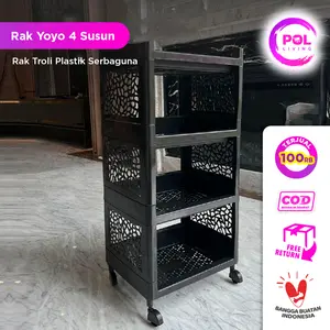 [POL] COD Rak Yoyo Serbaguna 4 Susun Roda | Rak Kamar Mandi | Rak Dapur Plastik Penyimpanan
