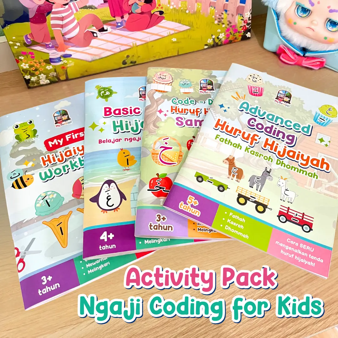 Activity Pack Ngaji Coding for Kids - Hijaiyah - Iqro Iqra- Pra Mengaji - Quran Anak - Workbook Worksheet Aktivitas Koding - MyBunayya