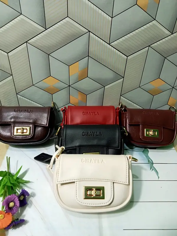 (PROMO)  Kode 3546 Tas koin Ruri bags Motif Polos Glosy Tas Slempang Tali Ulir top mini Sling Bags by chayla bags 7