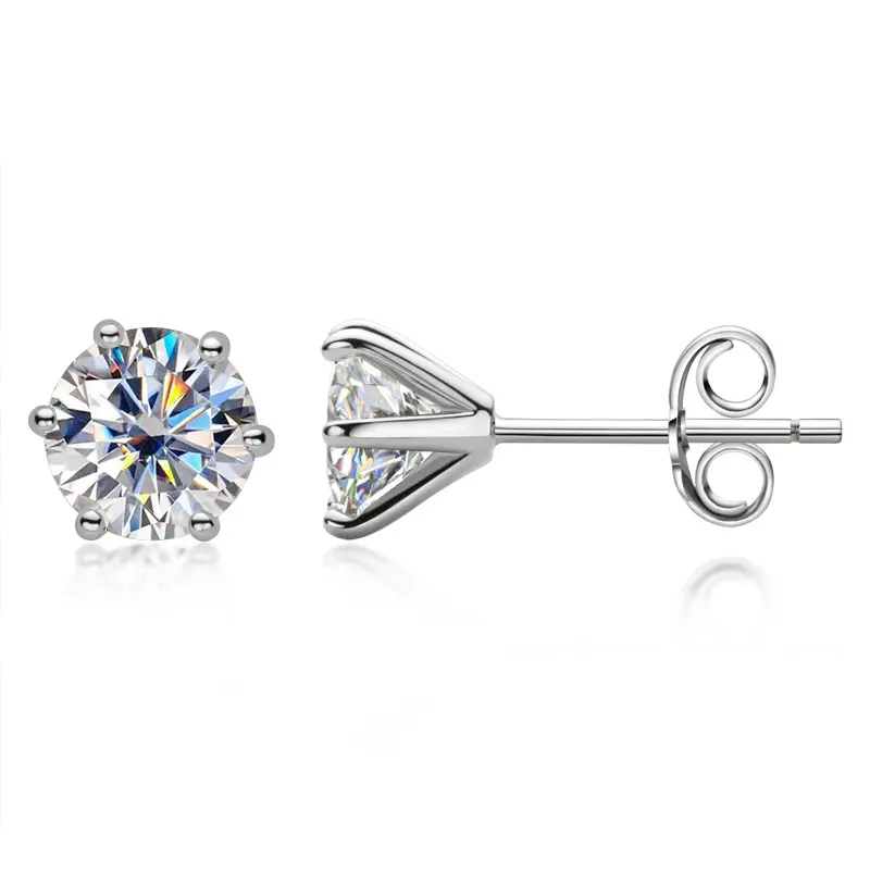 LLXYW 0.3-2ct GRA Moissanite Stud Earrings for Women Colorless Sparkling Wedding Ear Studs 100% S925 Sterling Silver Jewelry