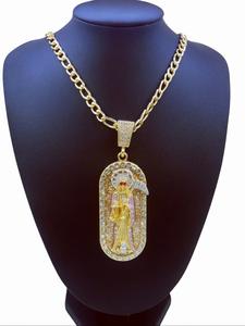 Collar con Colgante de Santa Muerte Impresionante, Joyería de Dije de Lujo Bañada en Oro de 14k, Regalo Perfecto para Todas las Ocasiones, Diseño Unisex