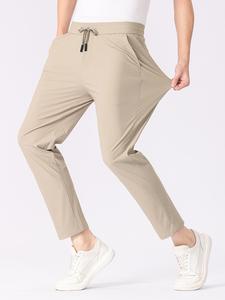 [37℃も怖くない]  メンズパンツ 軽量 ストレッチ素材 高弾力アイスシルクパンツ | 4Dストレッチ | フィットネスや通勤に最適