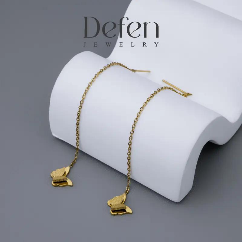 Defen Jewelry - Anting Serut Titanium Wanita Anti Karat Anting Juntai Perhiasan Cewek Model Kupu Jessy 612 4