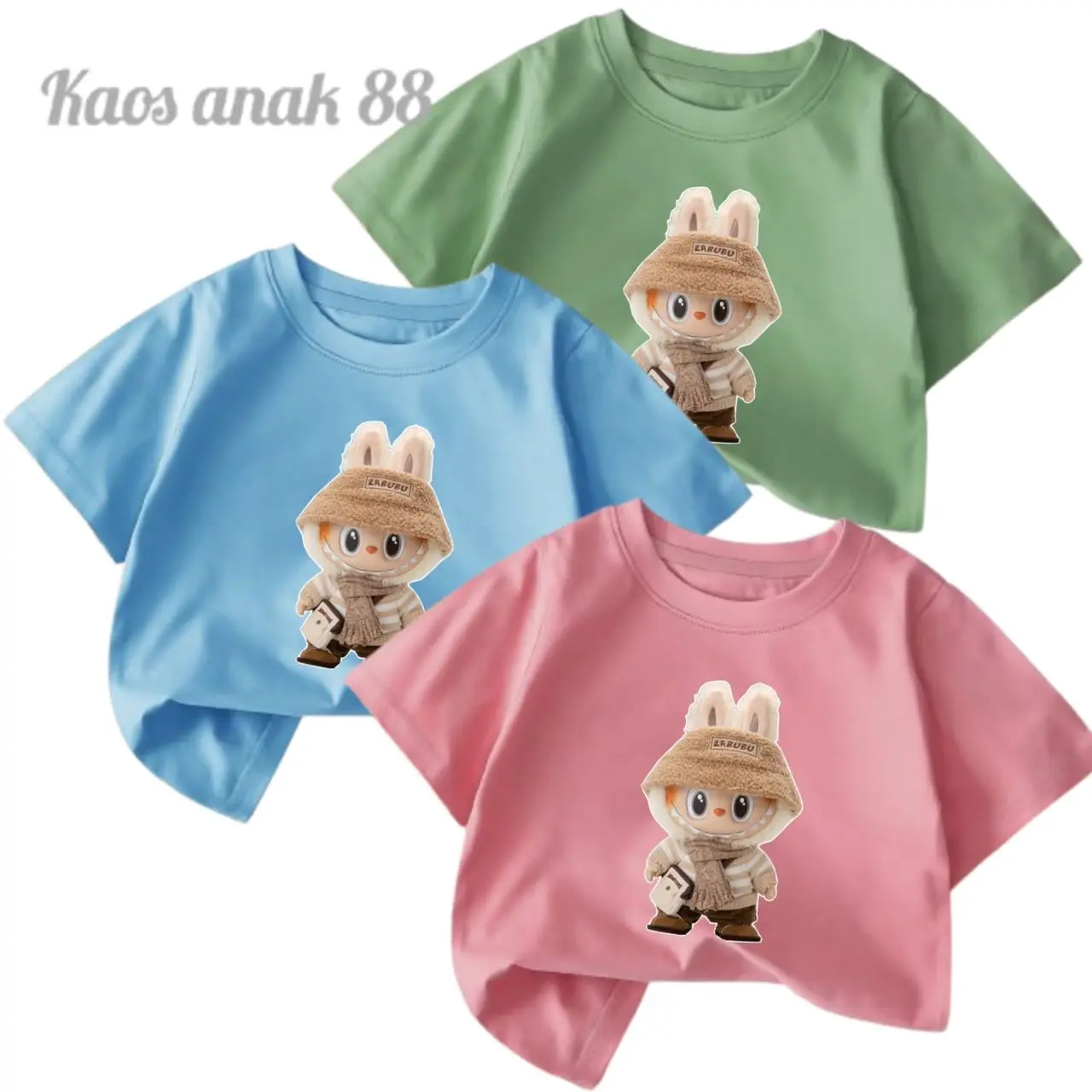 tshirt kaos anak umur 2-16 tahun unisex cowok cewek lengan pendek labubu terbaru atasan baju balita laki-laki perempuan pakaian bayi katun keren viral fashion kids baby termurah pria wanita