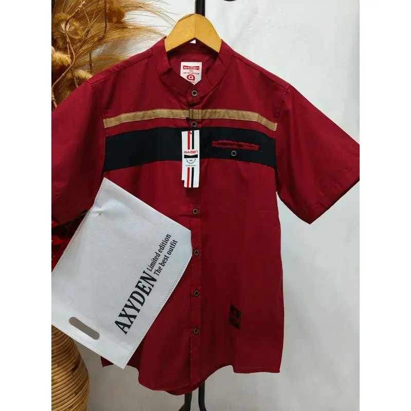 kemeja KEMKO AXYDEN PREMIUM QUALITY kemeja pria lengan pendek kerah sanghai kemeja motif terbaru 4