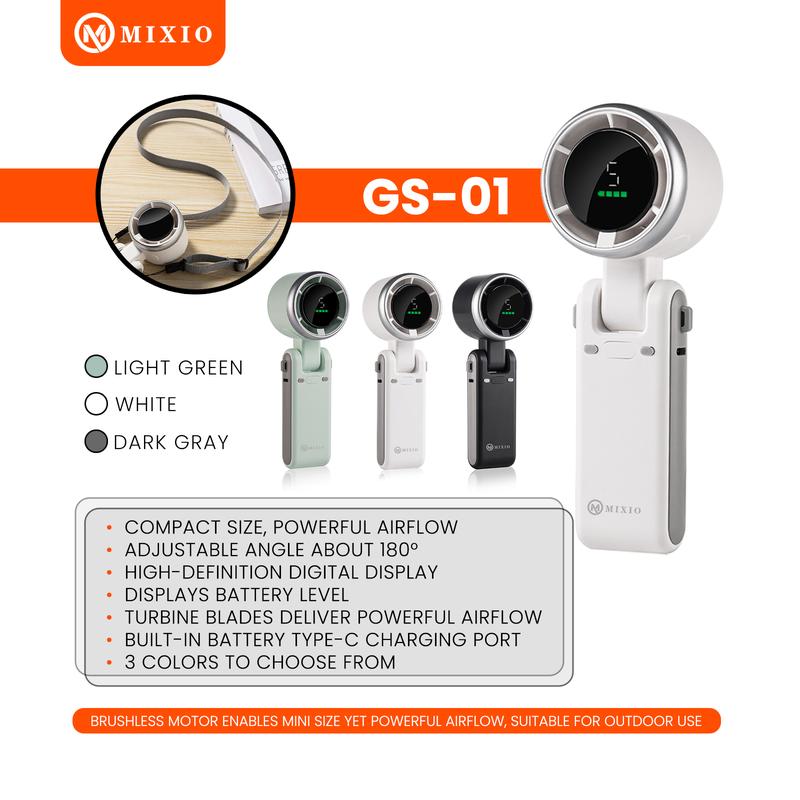 MIXIO GS-01 Kipas Angin Turbo Strong Portable Handheld Rechargeable Mini Fan Lipat High Speed 15000RPM 1