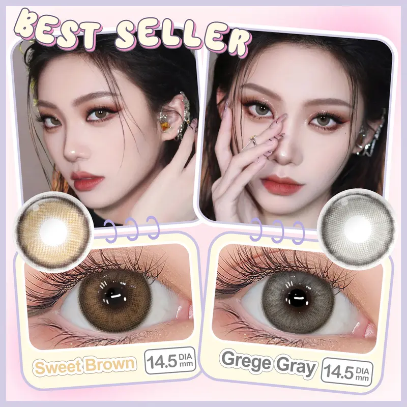 【Big Eyes & Ring】Magister Softlens DIA 14.5mm Cokelat Hazel Sweet Brown Lens Kontak Minus 0.00~-6.00 Abu-abu Arabic Grege Gray Lensa with Case 0