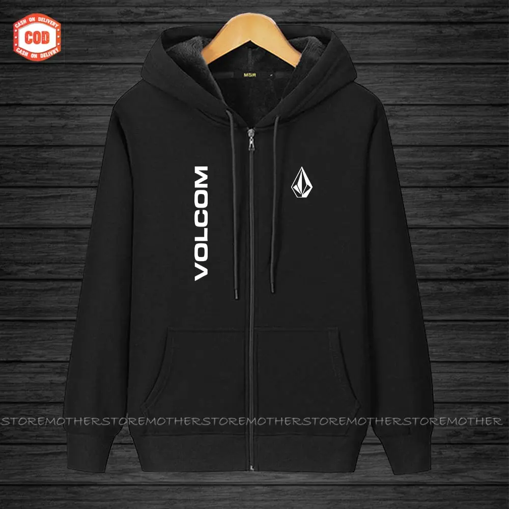 COD Jaket Distro Resleting Kupluk Distro Volcom Kirka Text Putih Premium Best Seller