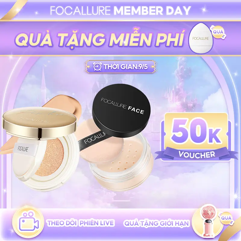 【 Voucher 50K 】FOCALLURE Combo 2 Món Cushion Phấn Nước Hỗ Trợ Che Khuyết Điểm + Phấn Phủ Dạng Bột Hỗ Trợ Kiềm Dầu Phù Hợp Trang Điểm Hằng Ngày Cho Mọi Loại Da