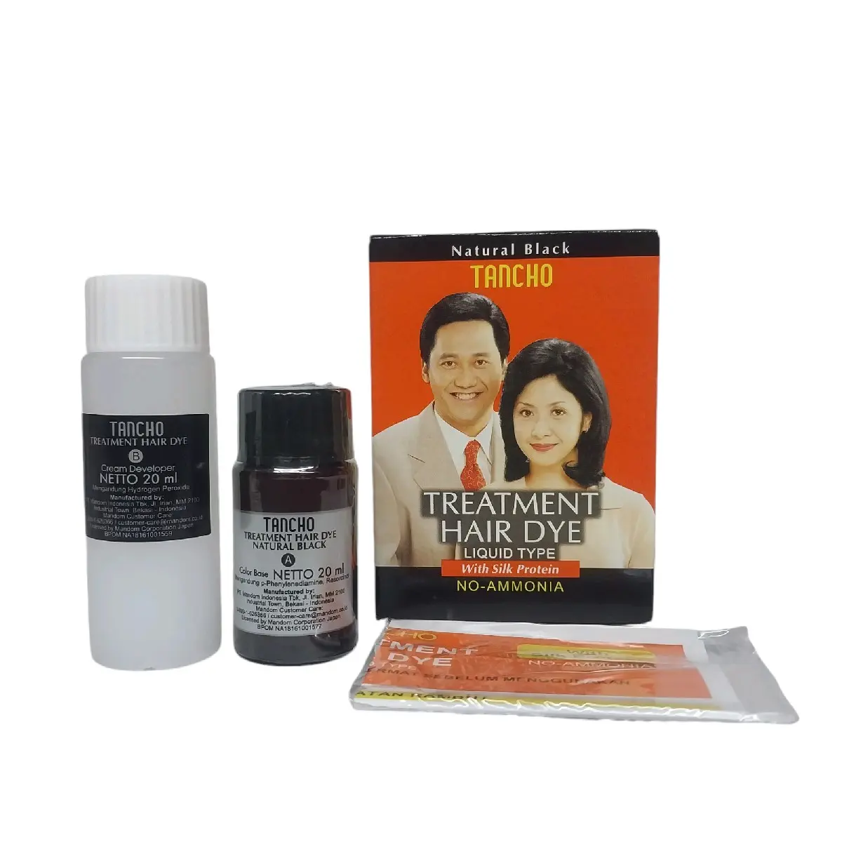 Tancho Treatment Hair Dye LQuid Type Natural Black 20ml Cat Pewarna