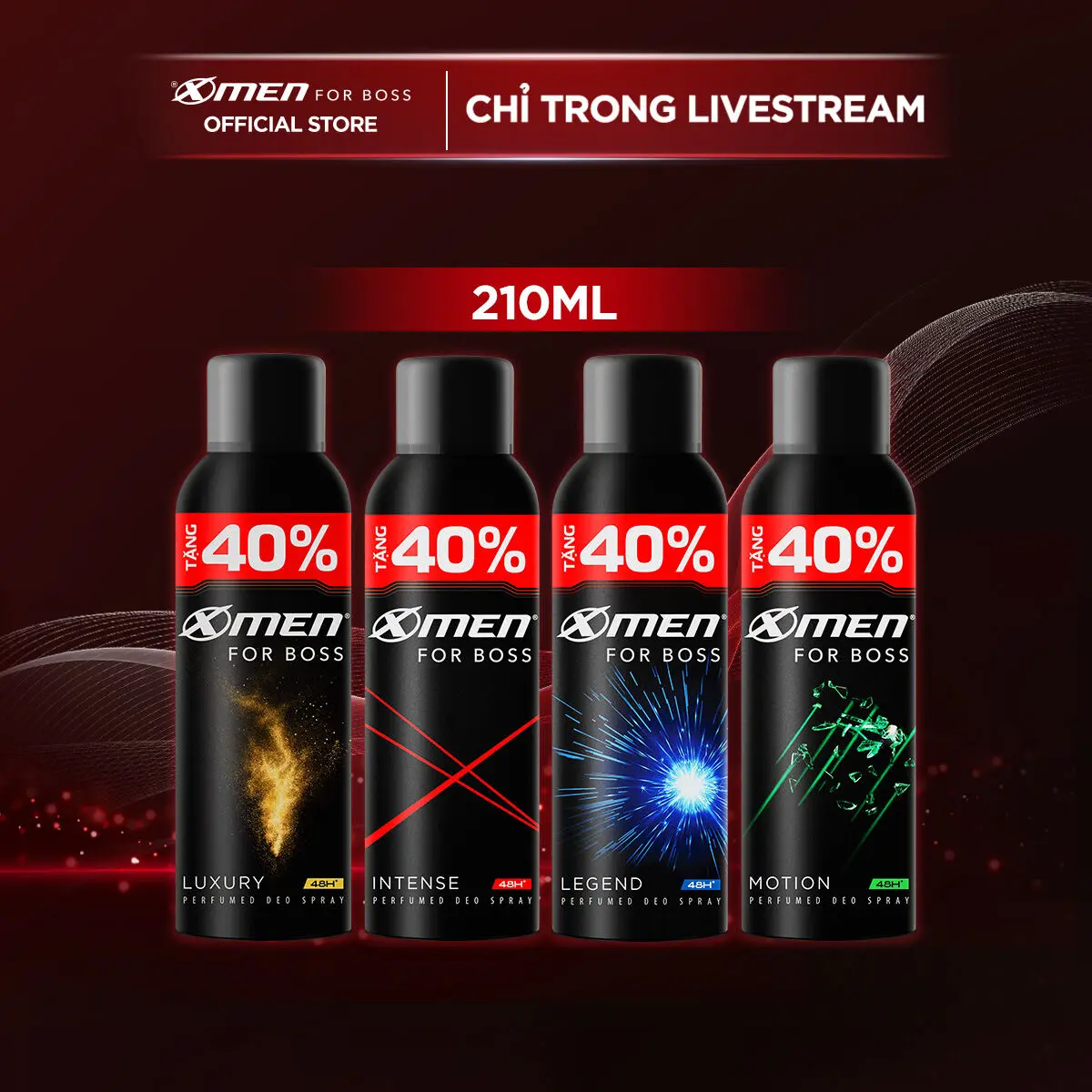 [TĂNG 40% DUNG TÍCH] Xịt khử mùi X-Men For Boss Intense/ Luxury/ Legend/ Motion 210ml - Hương nước hoa châu Âu [V]