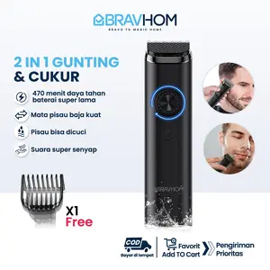 【baangcadel Exclusive】(COD)Bravhom Alat Cukur Jenggot Electric Kumis Hair Trimmer Pemangkas Rambut Juga Cocok Untuk Bayi Dan Hewan Peliharaan Elektrik Baterai Stainless Hijau Merah Mesin Pencukur Steel