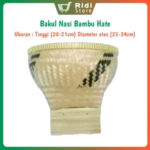 Ridi Store Bakul Nasi Bambu Hate Ukuran Tinggi 20-21cm Diameter Atas 23-24cm untuk Kebutuhan Harian Anda