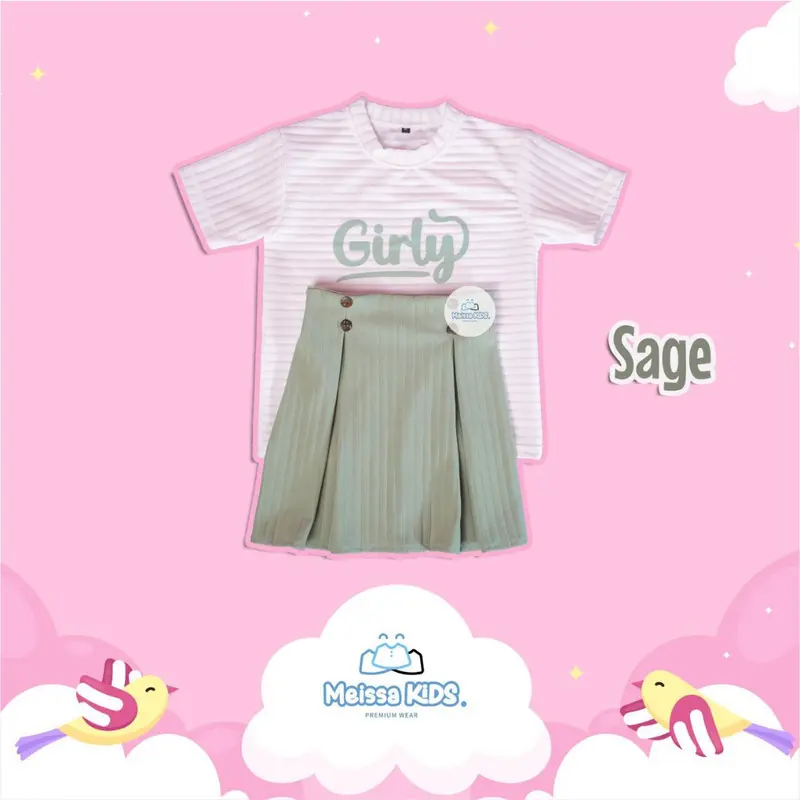 Meissa Kids - [PAKET HEMAT] Setelan Rok Anak Girly Knit Hornet Premium 4