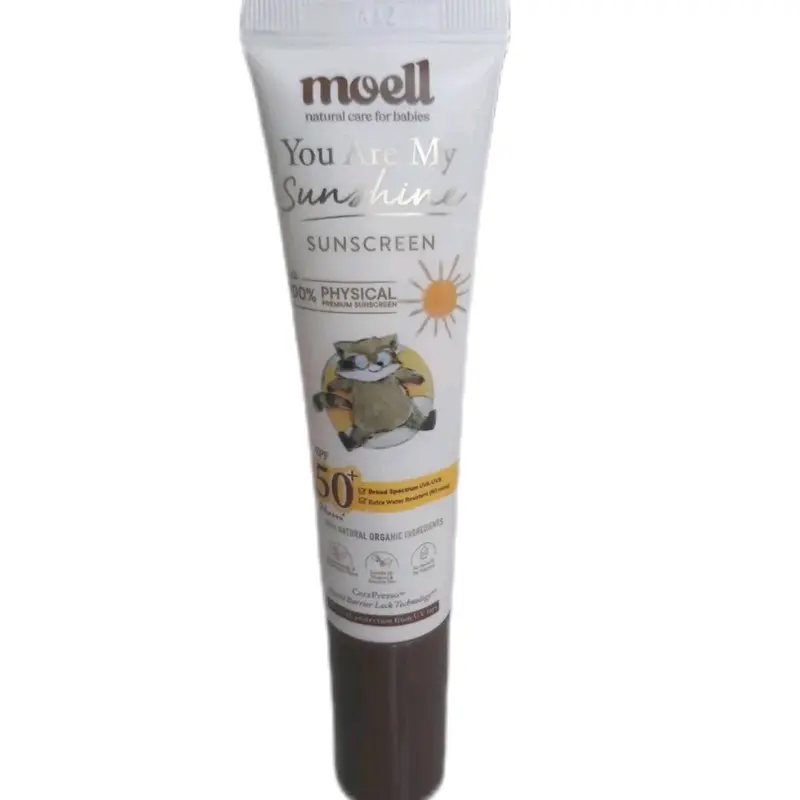 Moell Sunscreen SPF 50+ PA+++ (30 gr). Melindungi kulit dari UVA&UVB kandungan 100% Physical Mineral Sunscreen dan Organic Avocado Oil. Dengan formula Water Resistant. Dapat digunakan oleh remaja dan dewasa 4