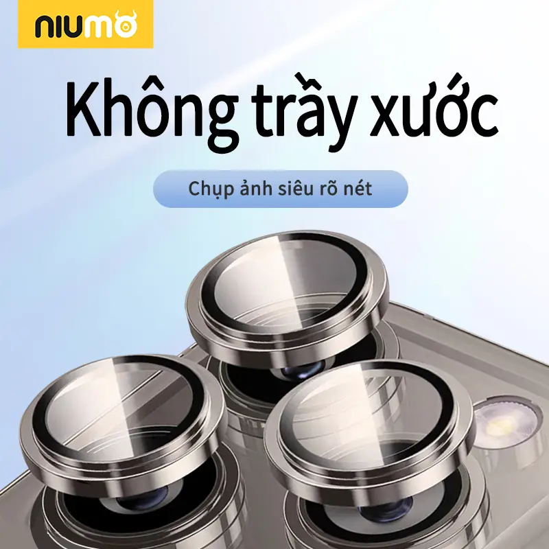 Bảo vệ Ống Kính iPhone, NIUMO, Kính cường lực camera cao cấp, Tương thích với Ống Kính iPhone 16, 15 Ống Kính, 14 Ống Kính, 13 Ống Kính, 12 Ống Kính và 11 Ống Kính, Giữ thiết kế ban đầu của Ống Kính