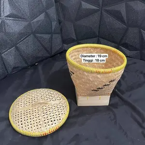 Boboko Bakul Wakul Bambu 18cm Dengan Tutup Tempat Penyimpanan Nasi Ketan Serbaguna Diameter 19cm Tinggi 18cm Bahan Tebal Ramah Lingkungan Natural Eksotik Artistik Cocok Ekspos