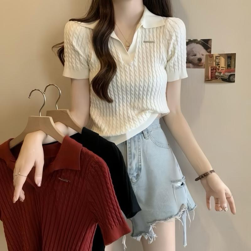 Áo len cổ bẻ chất len mongtoghi vặn thừng mềm mịn A7 thoải mái phong cách thanh lịch