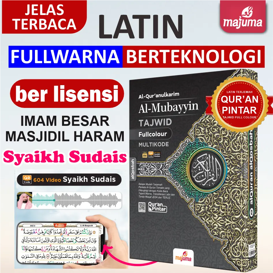 Quran pintar al quran latin dan terjemah al-mubayyin tajwid fullcolour multikode by majuma alqosbah