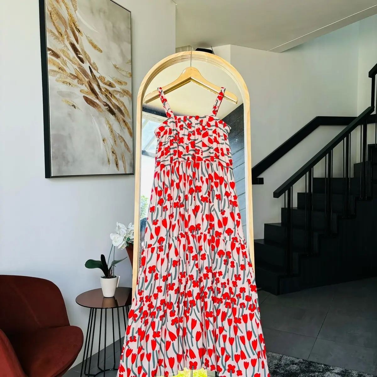 Azalia Dress Tanpa lengan Rayon Busui Bumil Gaun Wanita Motif Midi