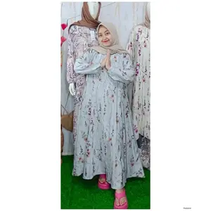 Midi Dress Crespo Motif Bunga Terbaru – Adem Dipakai, Nyaman Seharian