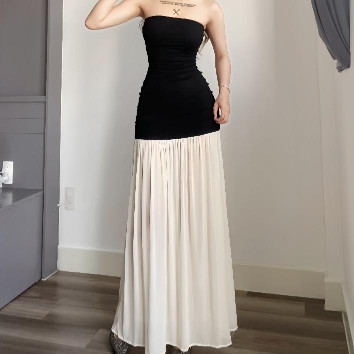 Đầm body nữ ống cúp phối váy xoè sang chảnh Lolystore dress women NH425