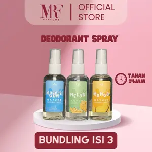 MRF Parfume - BUNDLING ISI 3 DEODORAN SPRAY TAHAN 24 Jam 55ml Buble Gum Melon Manggo Origin Nature