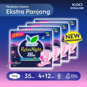 Laurier Relax Night Pembalut Malam Wing 35 – 12s Four Pack