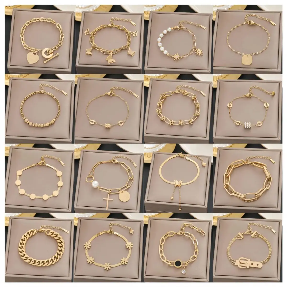 【 48 Styles】Titanium Steel Bracelet Women Ins Fashion Ornament Anti-Allergy Imitation Faded Bracelet Summer Accessories Gift
