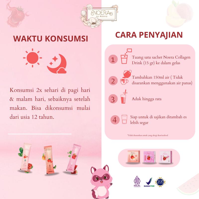 Noera Collagen Drink With Birdnest and Saffron Extract I Minuman Kolagen L-Gluthatione | Noera Premium Collagen Drink | Collagen Beauty | Noera Kolagen Drink | Suplemen Kolagen Glutathione | Suplemen  Pencerah Kulit l Improved Formula 4