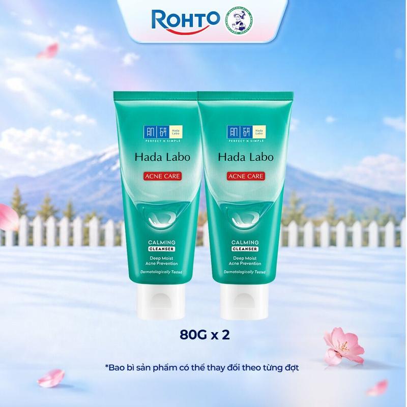 Combo 2 x Sữa rửa mặt Hada Labo cho da dầu mụn, da nhạy cảm Hada Labo Acne Care Calming Cleanser (80g x 2)