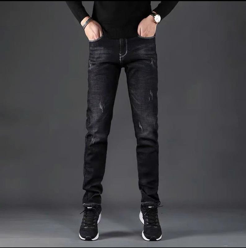 Quần jean Nam Kiểu Đen Khói Cào chất denni co dãn Slimfit có túi Đơn giản dáng skinny Menswear có túi_N996
