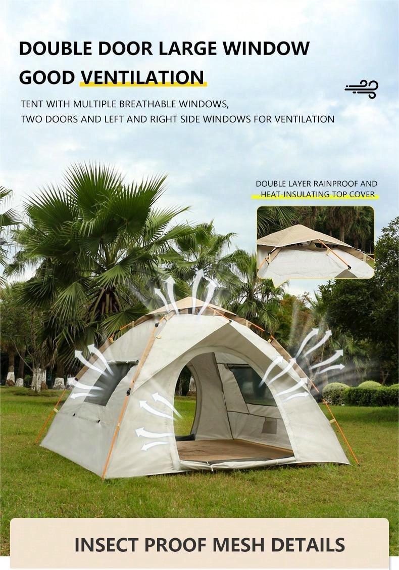 Product Introduction of One Piece Double Door Double Window Version Tent Outdoor Camping Portable Folding Big Tent Camping Equipment Tent Large Rain and Moisture Resistant Tent Equipped with Moisture Pad 8
