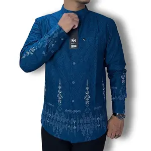 Kemko Dewasa KH Kemeja Koko Pria Lengan Panjang Bahan Katun Linen India Premium Ada Ukuran Jumbo Baju Casual koko Muslim Motif Slim Fit Formal Kain