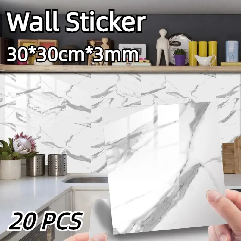 20PCS Stiker Wallpaper Dinding Vinyl Marmer 30x30 CM - Lemari Cabinet Marbel - Sticker 3D Marmer