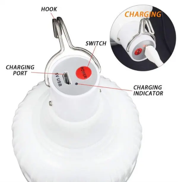 20W-200W Lampu Emergency LED USB / Lamp Magic Jumbo Tetap Nyala Lama Walau Listrik Mati Lentera malam Lampu Ajaib Emergency Lamp - Putih Lampu 7