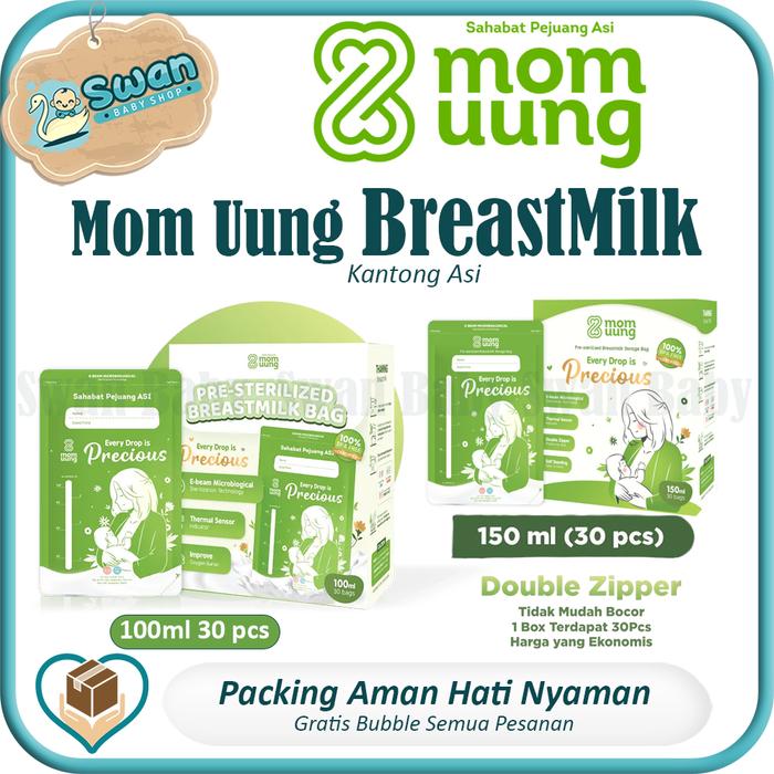 Gambar MOM UUNG PRE-STERILIZED BREASTMILK BAG/ KANTONG ASI 100 ML 30 LEMBAR DOUBLE ZIPPER / ADA INDIKATOR SUHU / PERMUKAAN MUDAH DITULIS dari Swan Baby Shop Kota Administrasi Jakarta Barat Tokopedia