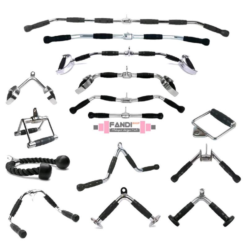 Handle Gym Lat Pull Down Bar - Curl W Bar - D Handle Tricep Bicep Bar 0