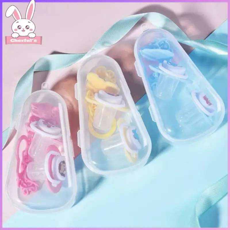 Dot Empeng Bulat dan Gepeng Bayi Dengan Kotak Silikon 3in1 - Empeng Bayi - Empeng Dot Biasa Bayi Biru Pink Kuning 0