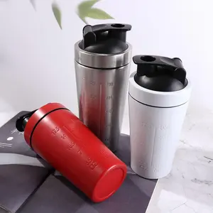 304 Stainless Steel Whey Shakes Cup 500ml/750ml Leak Proof Fitness Protein Powder Cup Large Capacity with Scale