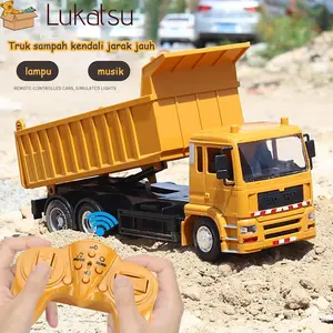 Truk Sampah Remote Control Listrik Truk Transportasi Remote Control Truk Sampah Mainan Kendaraan Rekayasa dengan Cahaya dan Musik 8 Saluran 1:24