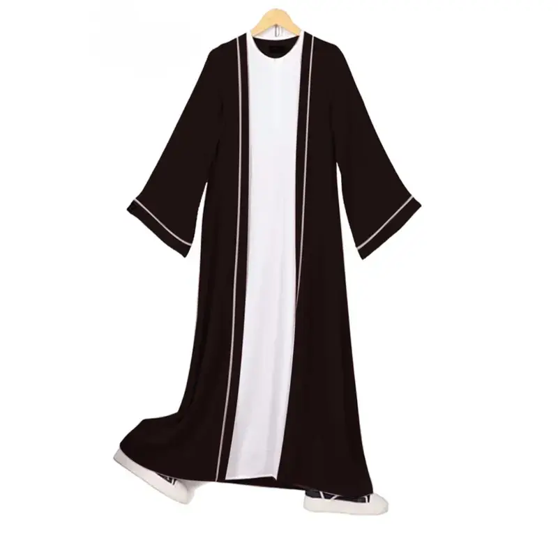 zarqa luna - Gamis Abaya Syar'i Muslimah Dua Warna Bahan Crinkle Airflow Terbaru Cantik Dewasa Hitam Putih Dress Wanita Mewah Lebaran Remaja Simple Kondangan 2