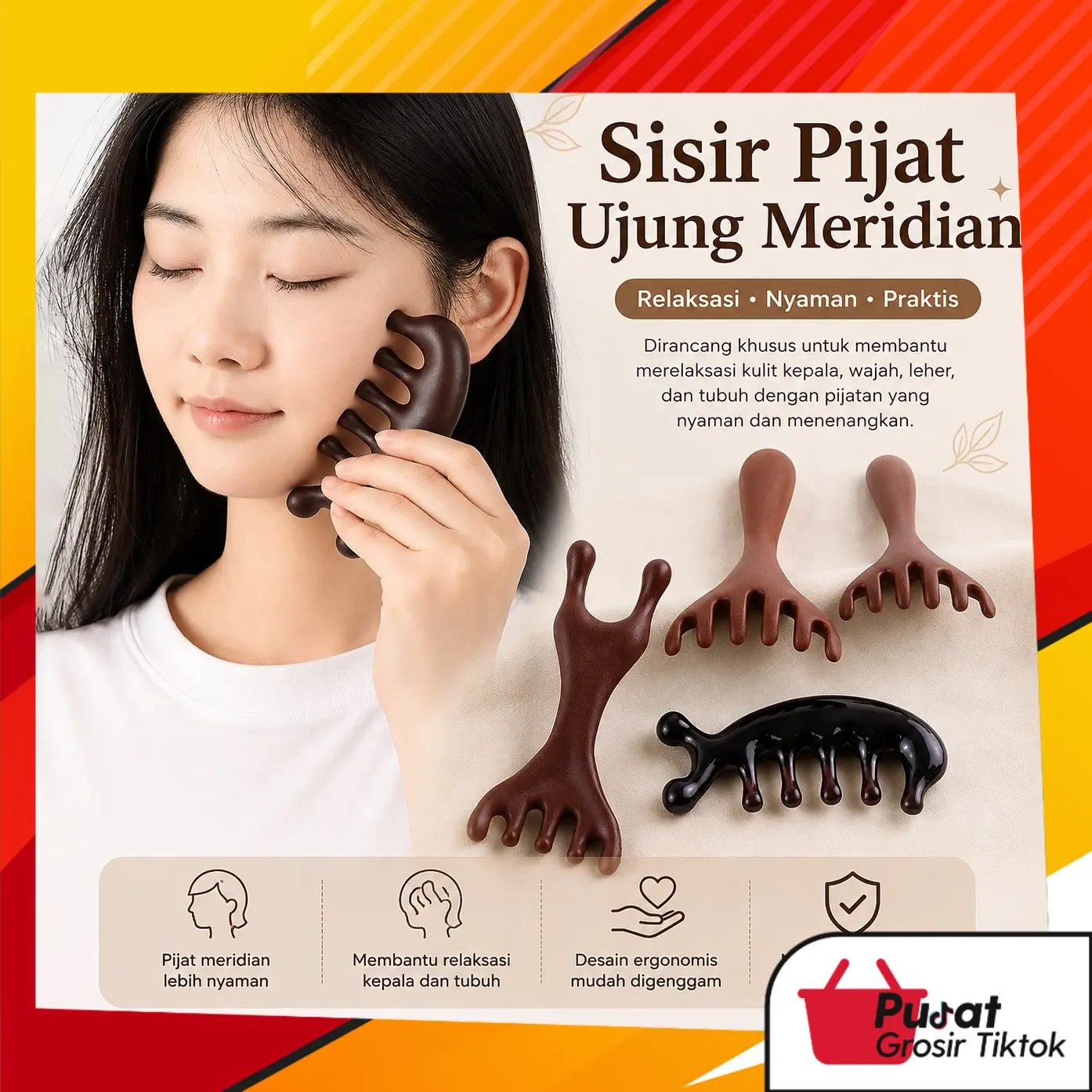BISA COD 6929 Sisir Pijat 2 Sisi Ujung Meridian / Sisir 5 Cakar 2 Fungsi Penggaruk Hidung / Sisir Pijat Terapi Kulit Kepala / Sisir Penggaruk Hidung