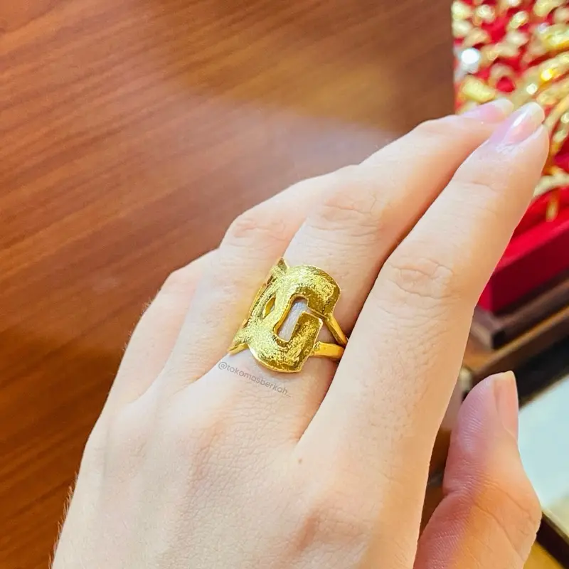 Cincin variasi gliter elpong & cndol lapis emas 24k (emas bervariasi) 0
